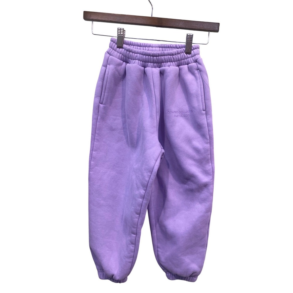 Comfrt Collection Pastel Edit Kids Sweatpants Purple Joggers Logo Fleece sz 4